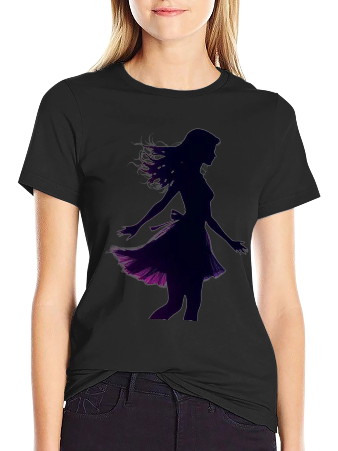 Woman Silhouette Graphic Black T-Shirt