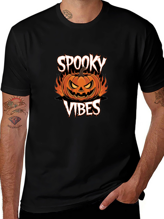 Spooky Vibes Halloween Pumpkin Graphic T-Shirt