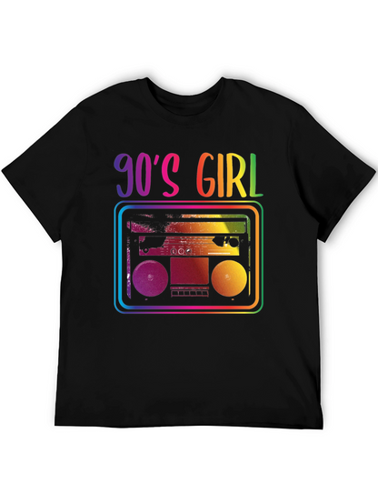 90s Girl Rainbow Boombox Graphic Tee