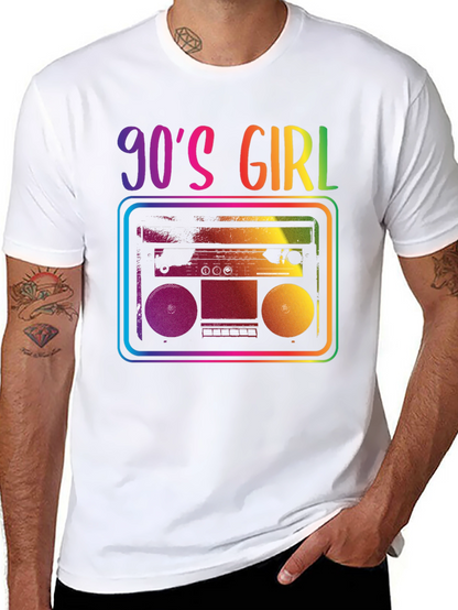 90s Girl Rainbow Boombox Graphic Tee