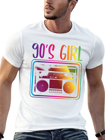 90s Girl Rainbow Boombox Graphic Tee
