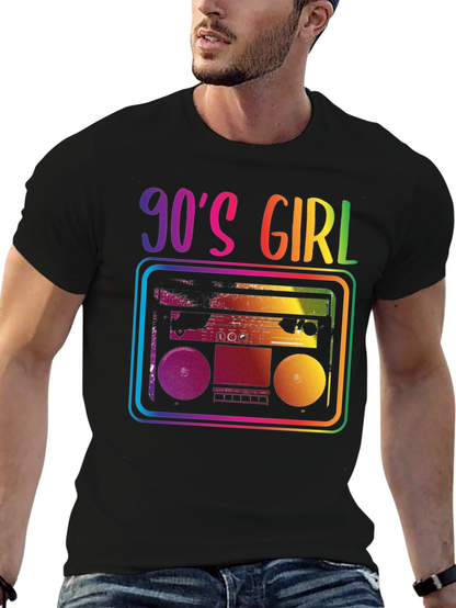 90s Girl Rainbow Boombox Graphic Tee