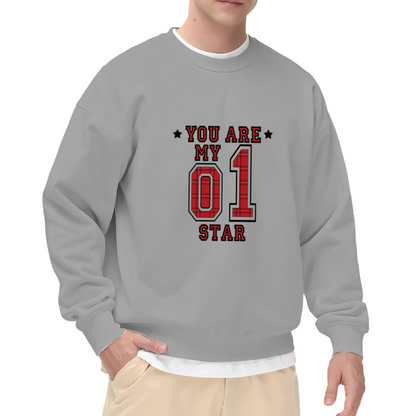 You Are My 01 Star Crewneck Sweatshirt - Athletic Red Plaid Sports Pullover