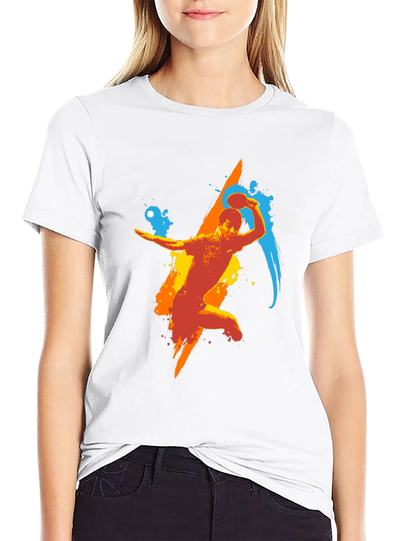 Dynamic Ping Pong Player Graphic T-Shirt