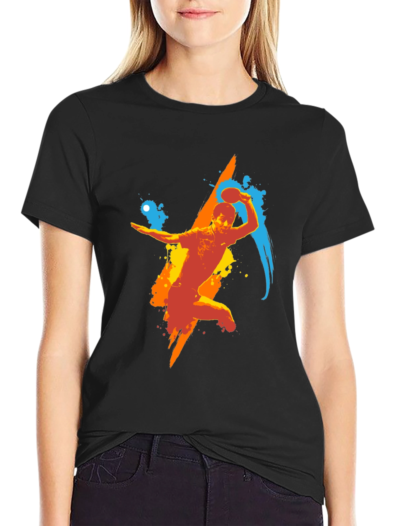 Dynamic Ping Pong Player Graphic T-Shirt