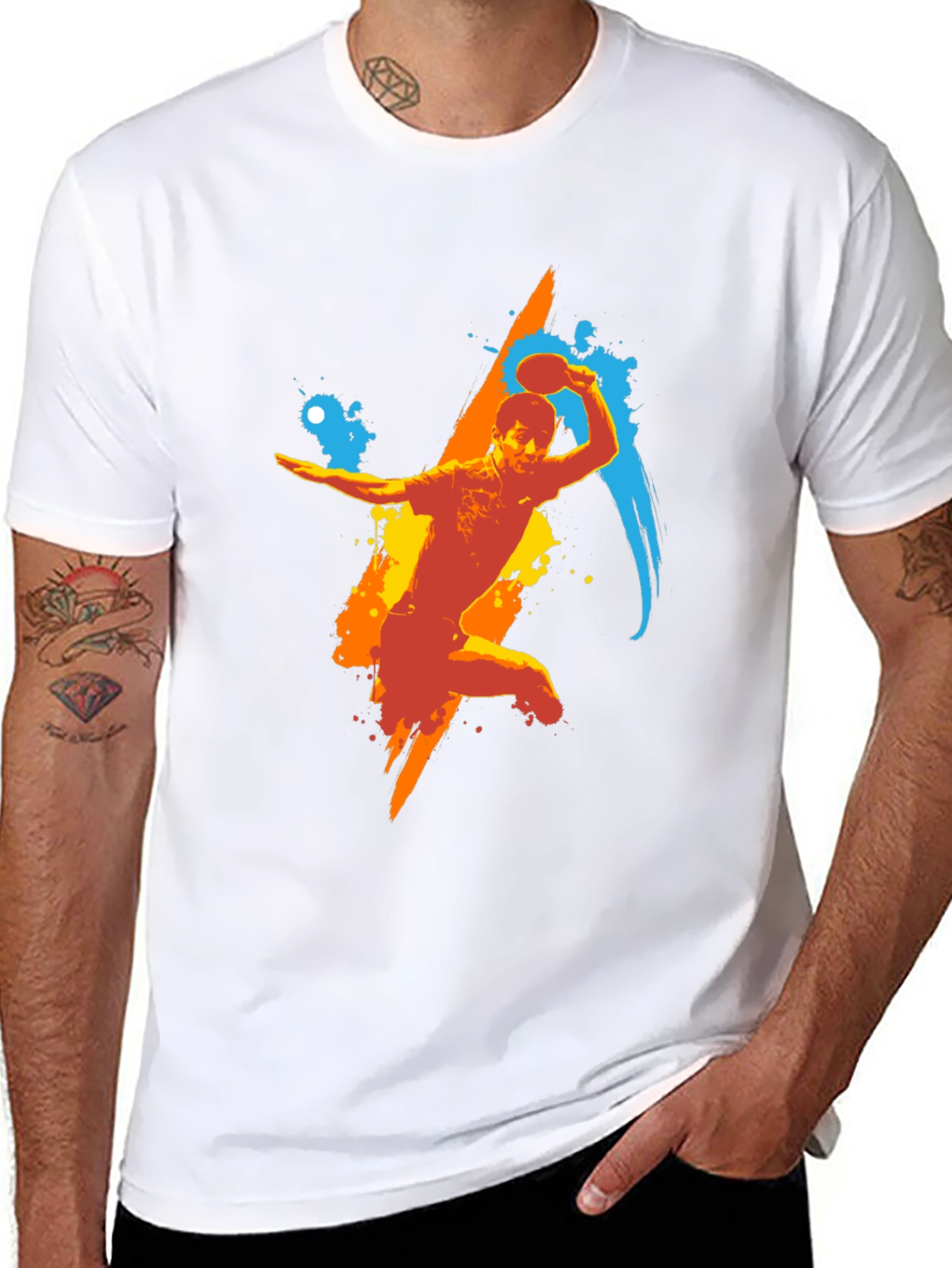 Dynamic Ping Pong Player Graphic T-Shirt