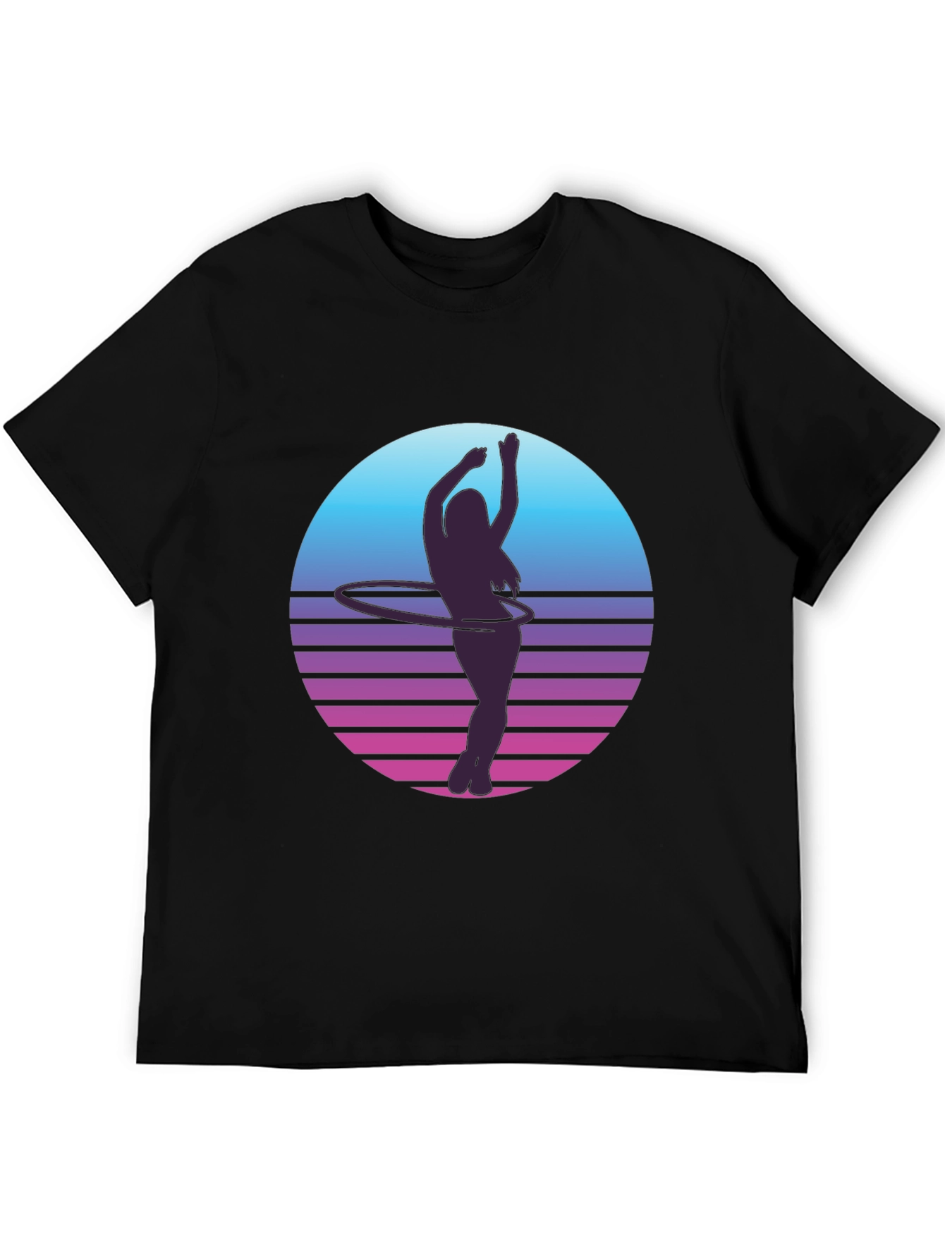 Retro Hula Hoop Graphic Tee - Black