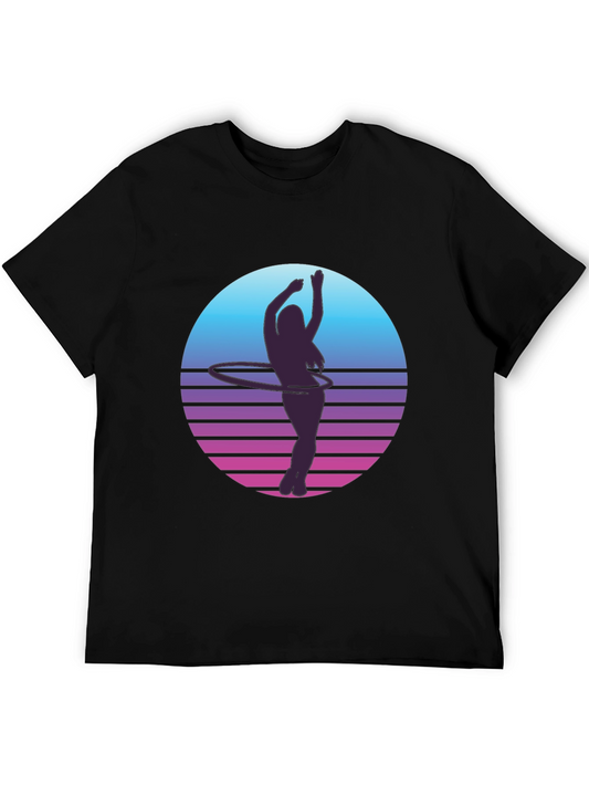 Retro Hula Hoop Graphic Tee - Black