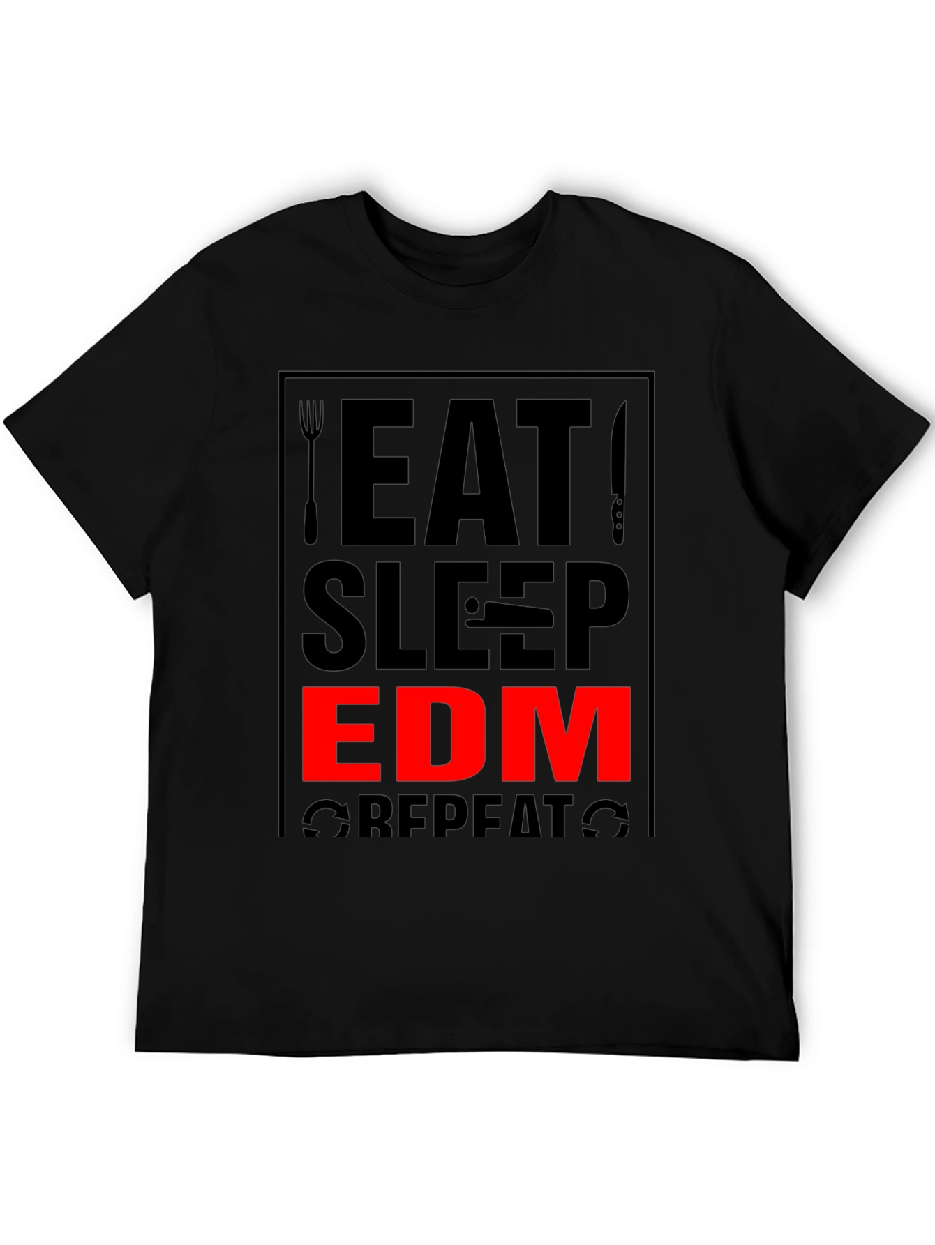 Eat Sleep EDM Repeat Black Graphic Tee