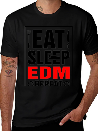 Eat Sleep EDM Repeat Black Graphic Tee