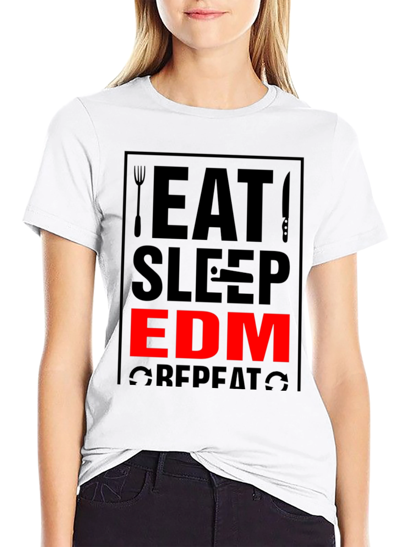 Eat Sleep EDM Repeat Black Graphic Tee