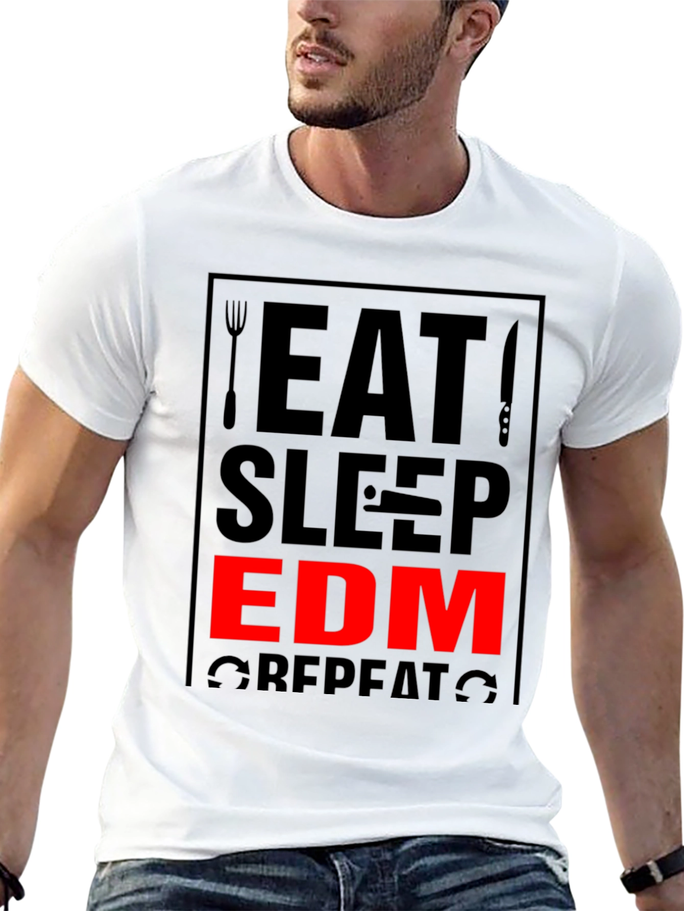 Eat Sleep EDM Repeat Black Graphic Tee