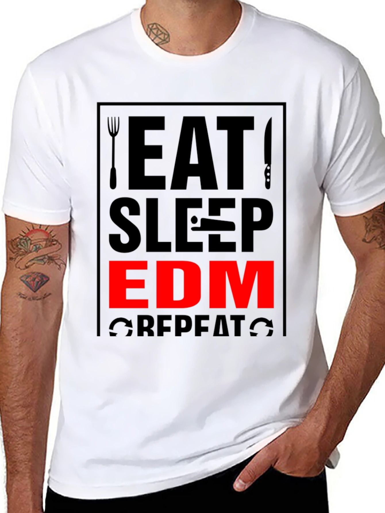 Eat Sleep EDM Repeat Black Graphic Tee