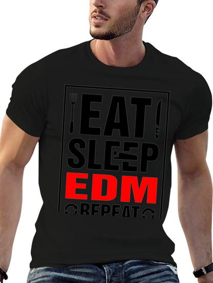 Eat Sleep EDM Repeat Black Graphic Tee