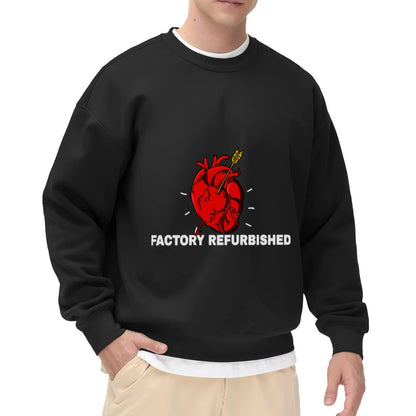 Quirky “Factory Refurbished” Heart Graphic Crewneck