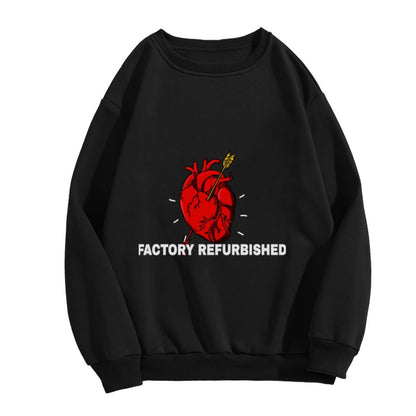Quirky “Factory Refurbished” Heart Graphic Crewneck