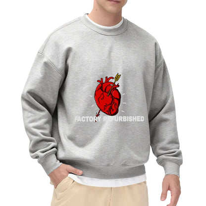 Quirky “Factory Refurbished” Heart Graphic Crewneck