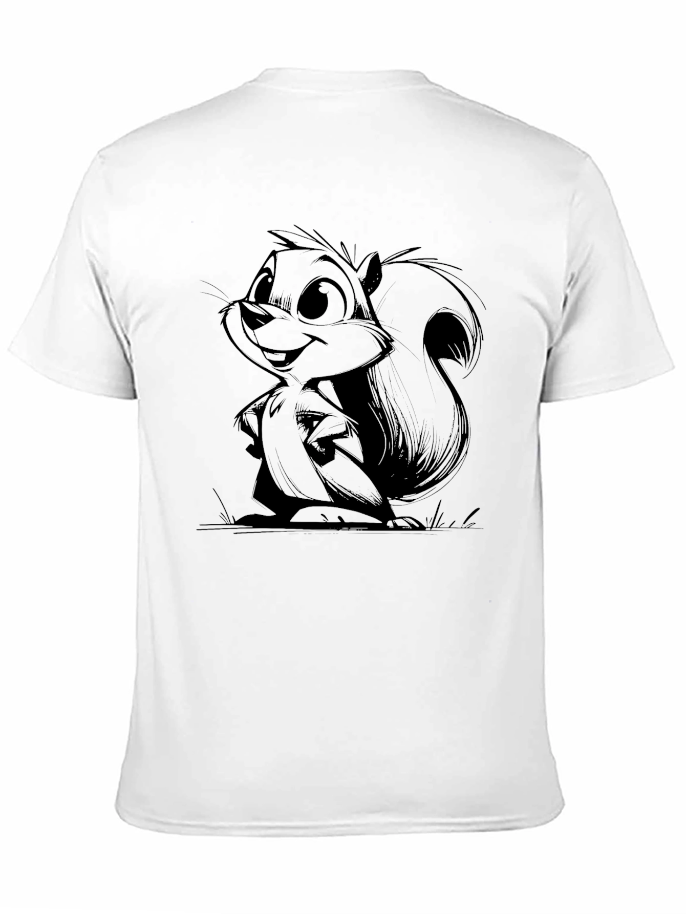 Cartoon Squirrel Graphic Black Tee