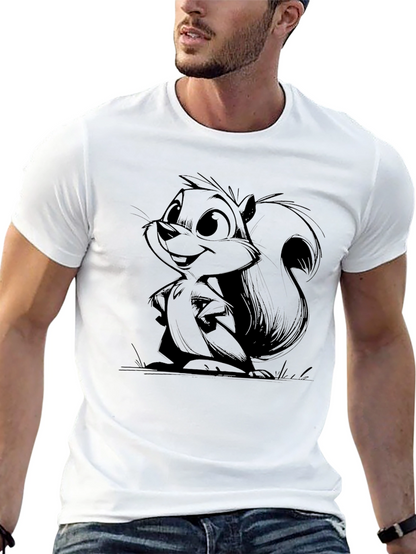 Cartoon Squirrel Graphic Black Tee