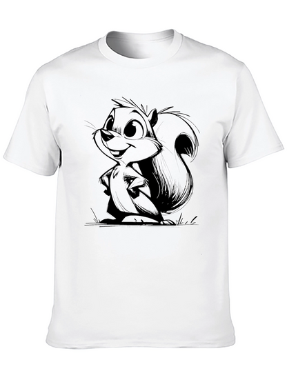 Cartoon Squirrel Graphic Black Tee