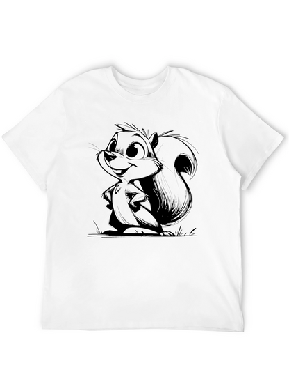 Cartoon Squirrel Graphic Black Tee