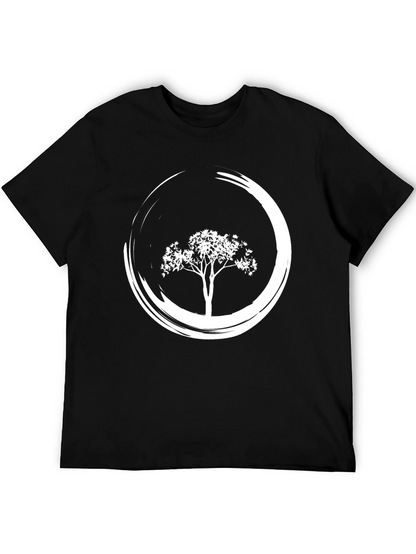 Zen Tree Black T-Shirt - Circular Design