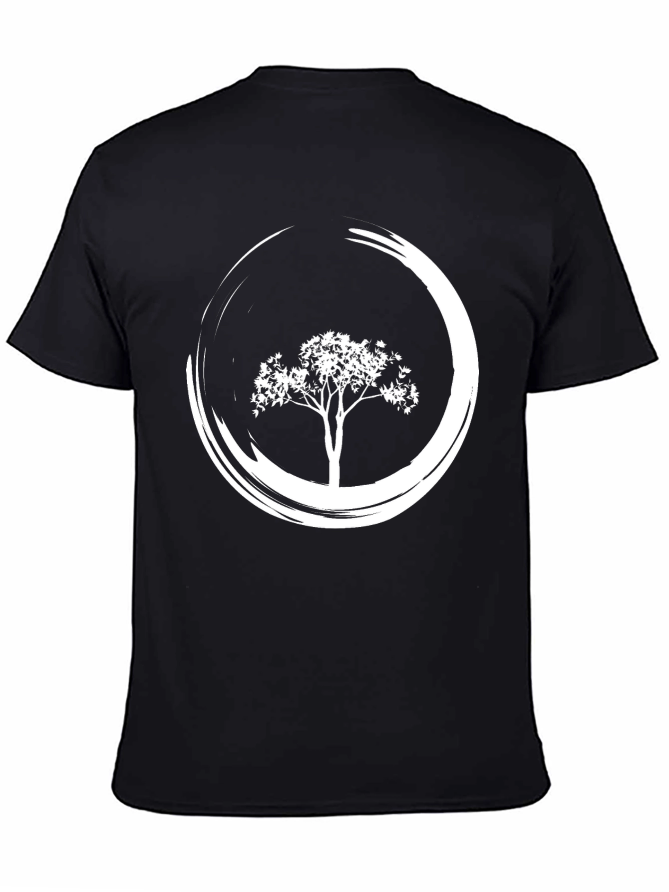 Zen Tree Black T-Shirt - Circular Design