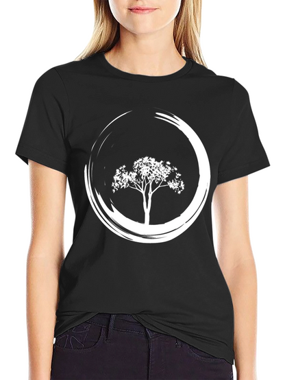 Zen Tree Black T-Shirt - Circular Design