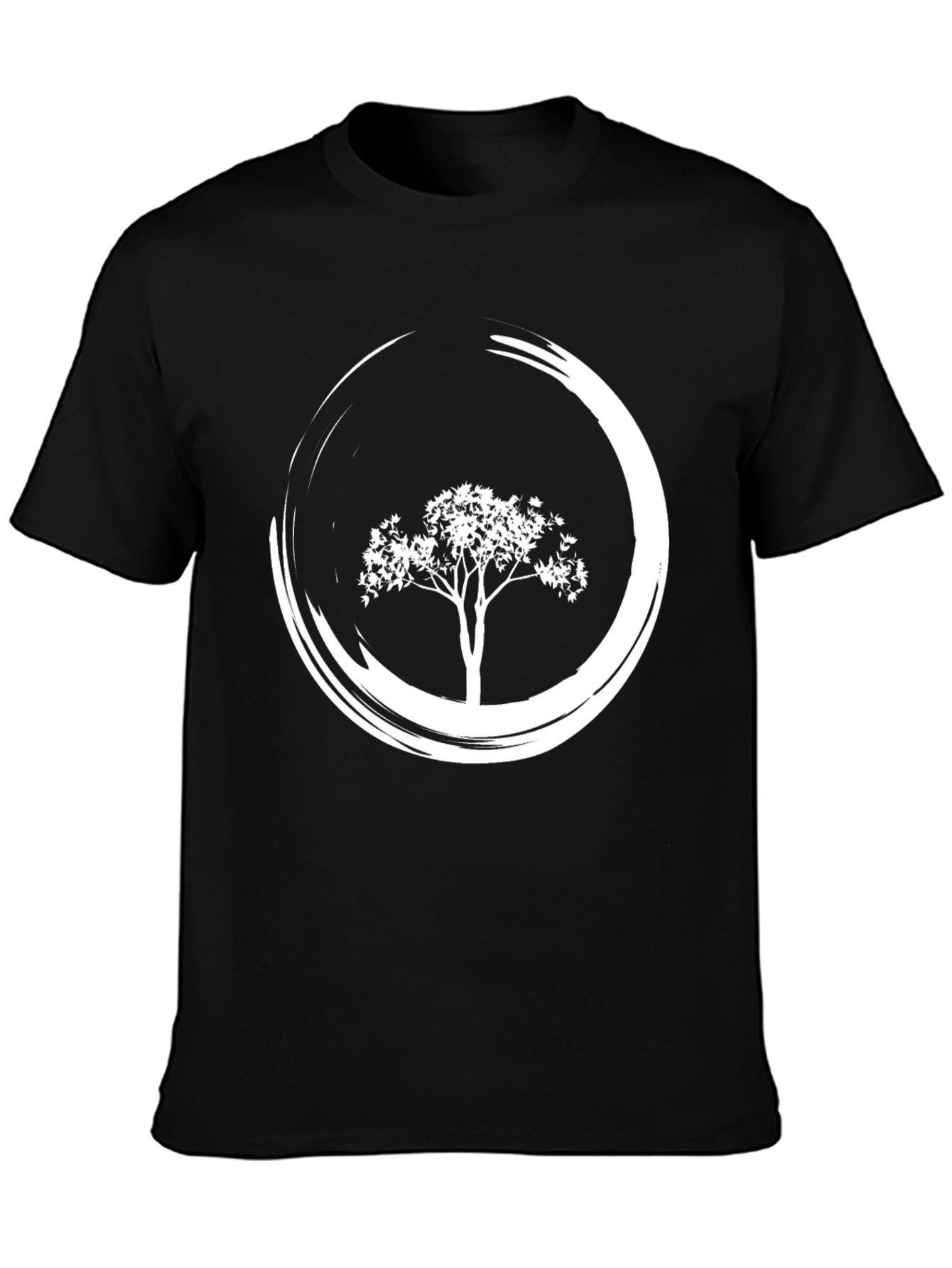 Zen Tree Black T-Shirt - Circular Design