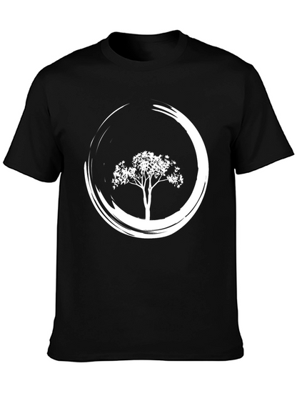 Zen Tree Black T-Shirt - Circular Design