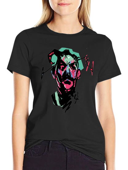 Abstract Portrait Graphic Tee - Black