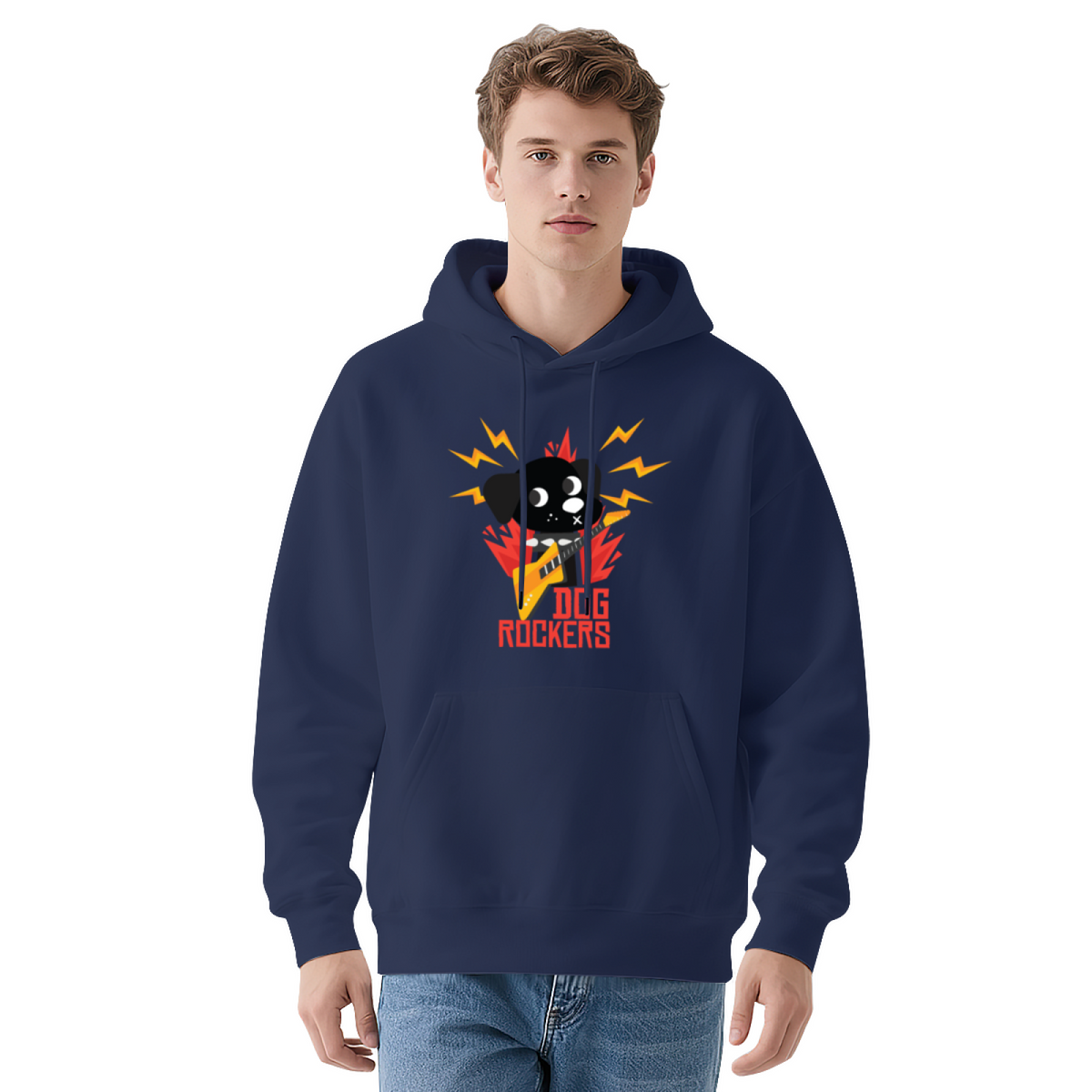Trendy Hooded Sweatshirt - Rock & Roll Skull