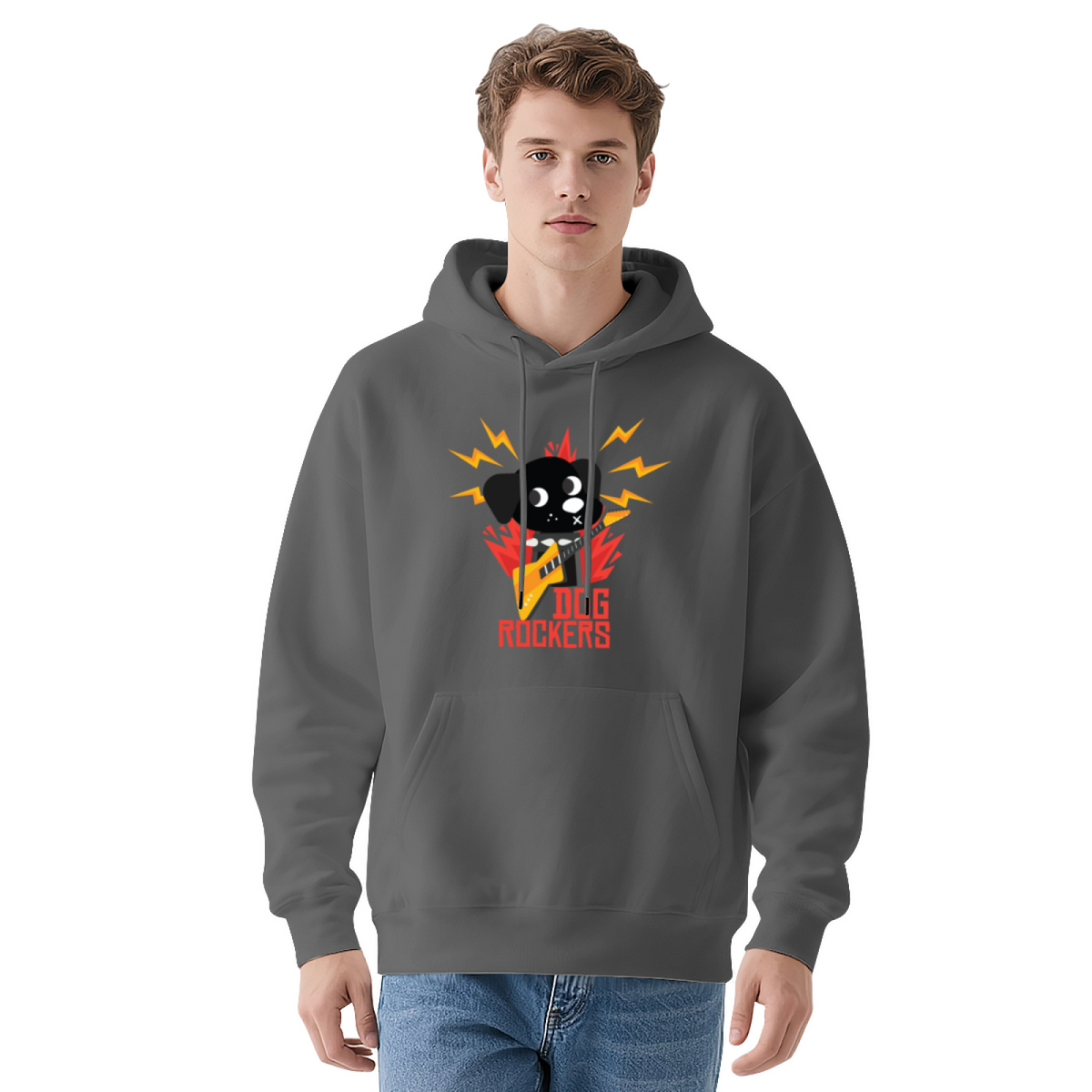Trendy Hooded Sweatshirt - Rock & Roll Skull