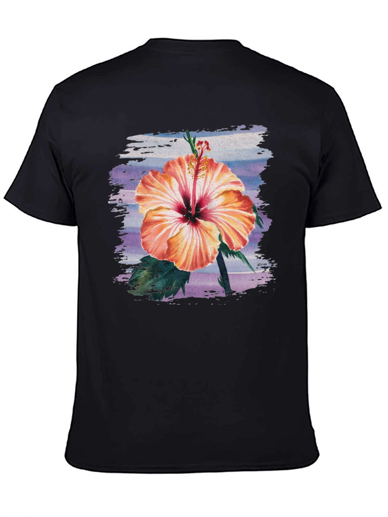 Hibiscus Flower Graphic Black T-Shirt