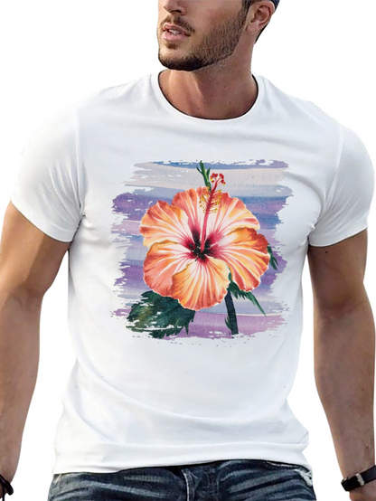 Hibiscus Flower Graphic Black T-Shirt
