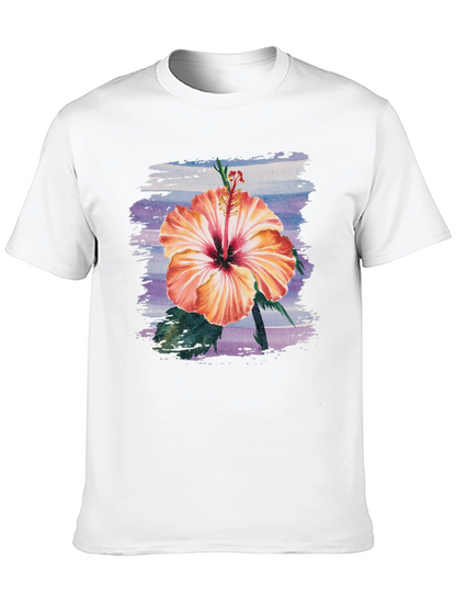 Hibiscus Flower Graphic Black T-Shirt
