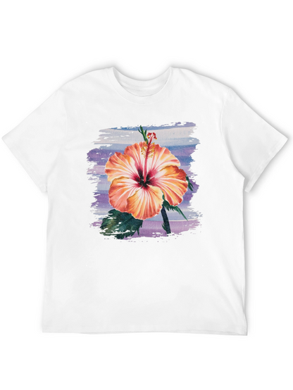 Hibiscus Flower Graphic Black T-Shirt