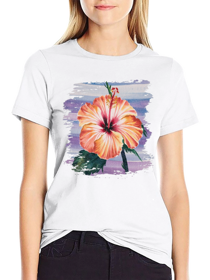 Hibiscus Flower Graphic Black T-Shirt