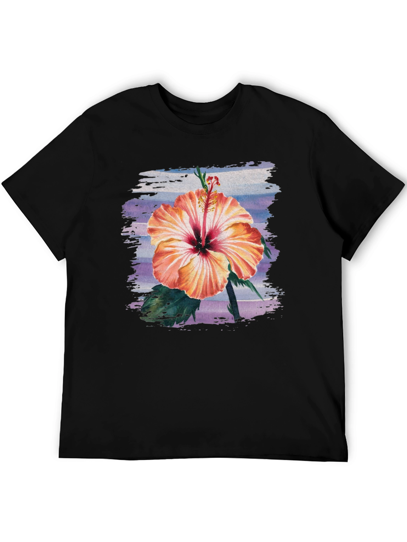 Hibiscus Flower Graphic Black T-Shirt
