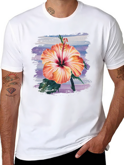 Hibiscus Flower Graphic Black T-Shirt