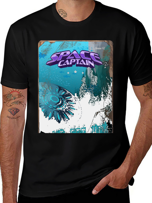 Space Captain Graphic Tee - Retro Sci-Fi Comic Book Design