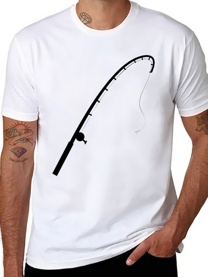Fishing Rod Graphic Tee - Black Cotton T-Shirt