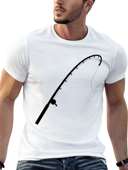 Fishing Rod Graphic Tee - Black Cotton T-Shirt