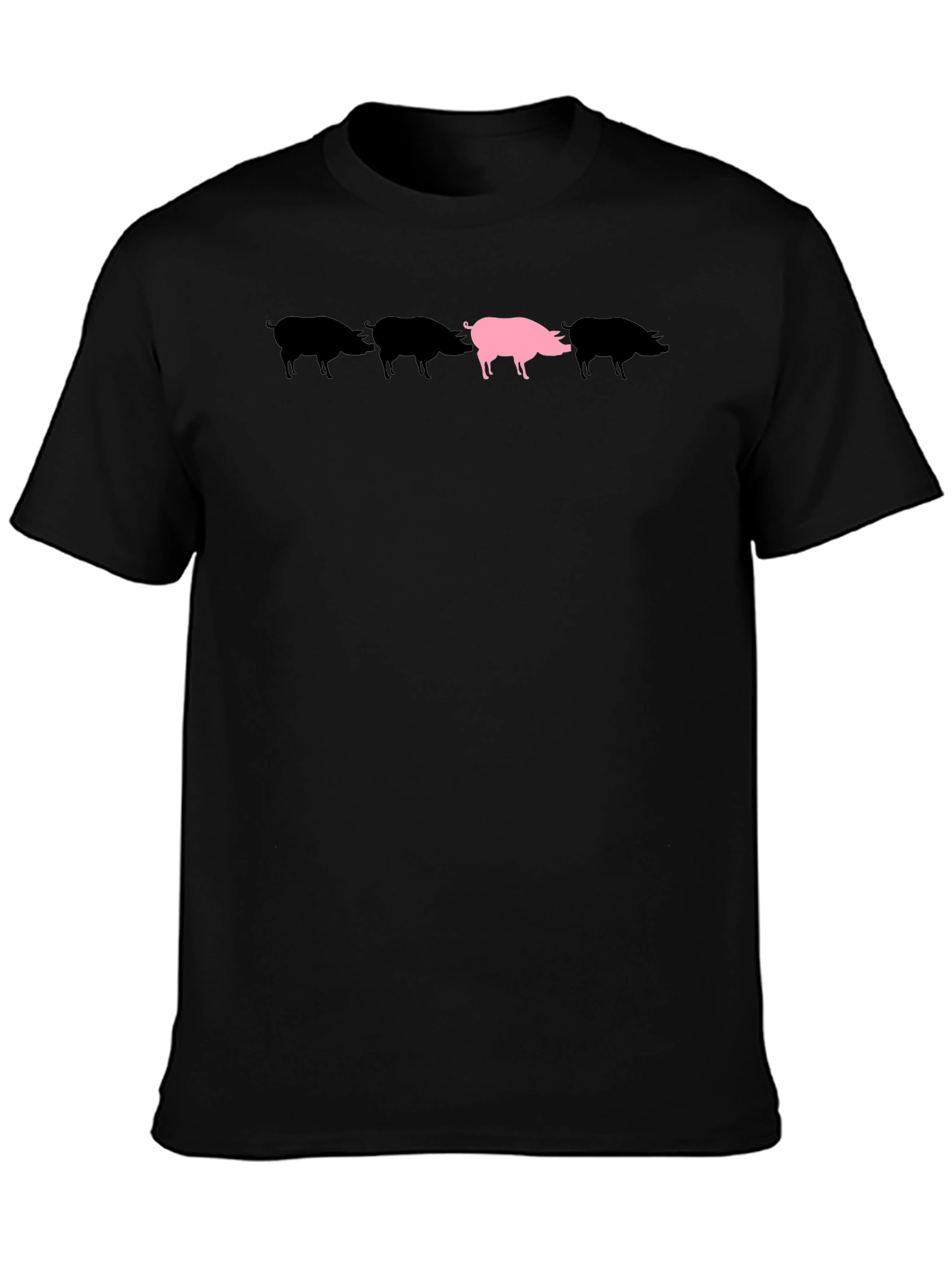 Stand Out Pig Graphic Tee - Black Cotton Shirt