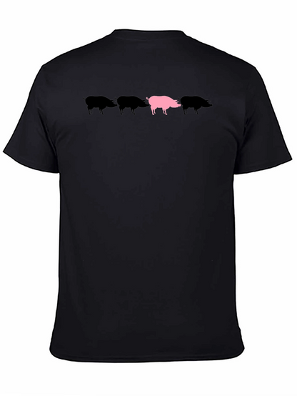 Stand Out Pig Graphic Tee - Black Cotton Shirt
