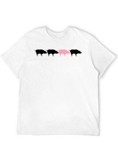 Stand Out Pig Graphic Tee - Black Cotton Shirt