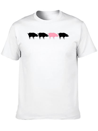 Stand Out Pig Graphic Tee - Black Cotton Shirt