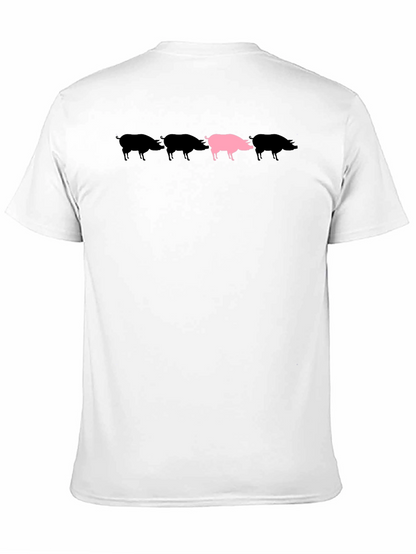 Stand Out Pig Graphic Tee - Black Cotton Shirt