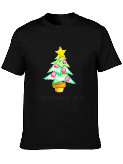Festive Christmas Tree Graphic Tee - Holiday Apparel