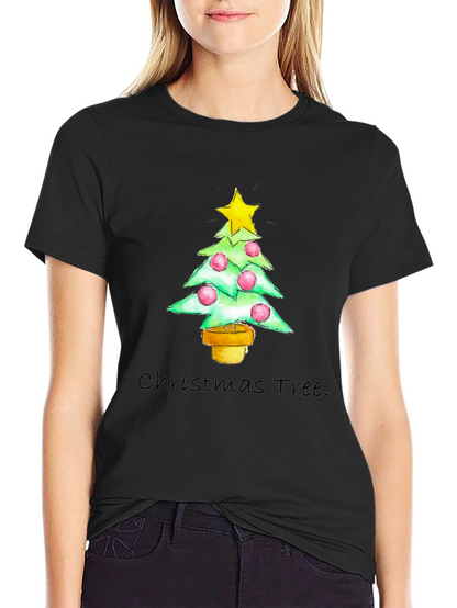 Festive Christmas Tree Graphic Tee - Holiday Apparel